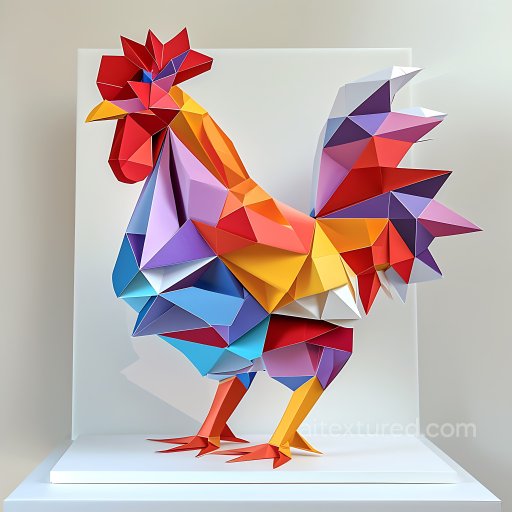 Animal - Seamless 3D PBR Origami Chicken Texture Featuring Bold Geometric Color Blocks texture preview