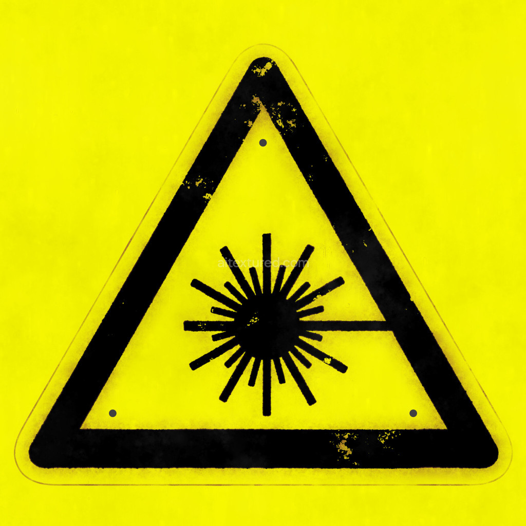 Seamless PBR warning sign texture with yellow background