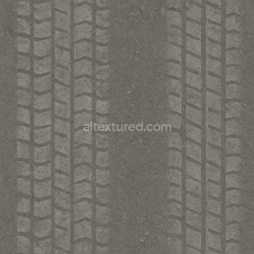 Seamless 3d texture pbr 8k road tread tire track on urban street with faded tread and asphalt print