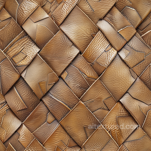 Patchwork Brown Leather PBR Texture with Worn Grain and Stitched Panels seamless Leather PBR texture
