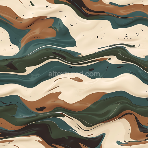 Seamless 3D Swirled Camouflage PBR Texture with Earth Tone Waves