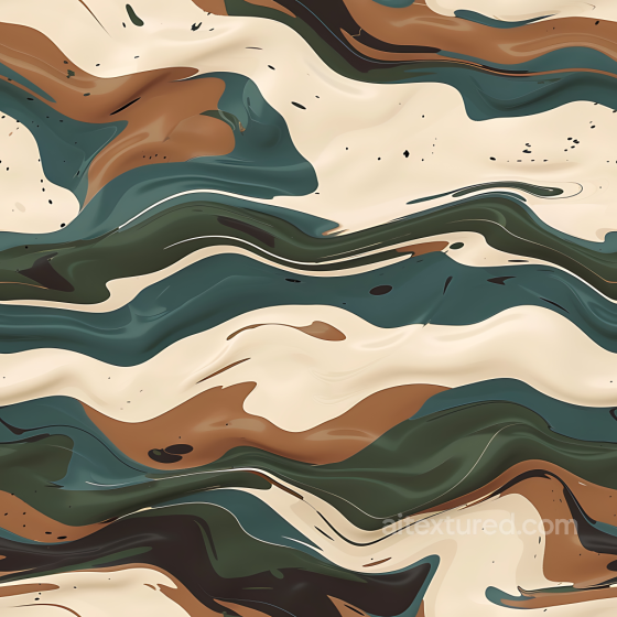 Swirled Camouflage PBR Texture with Earth Tone Waves Color Camouflage texture preview