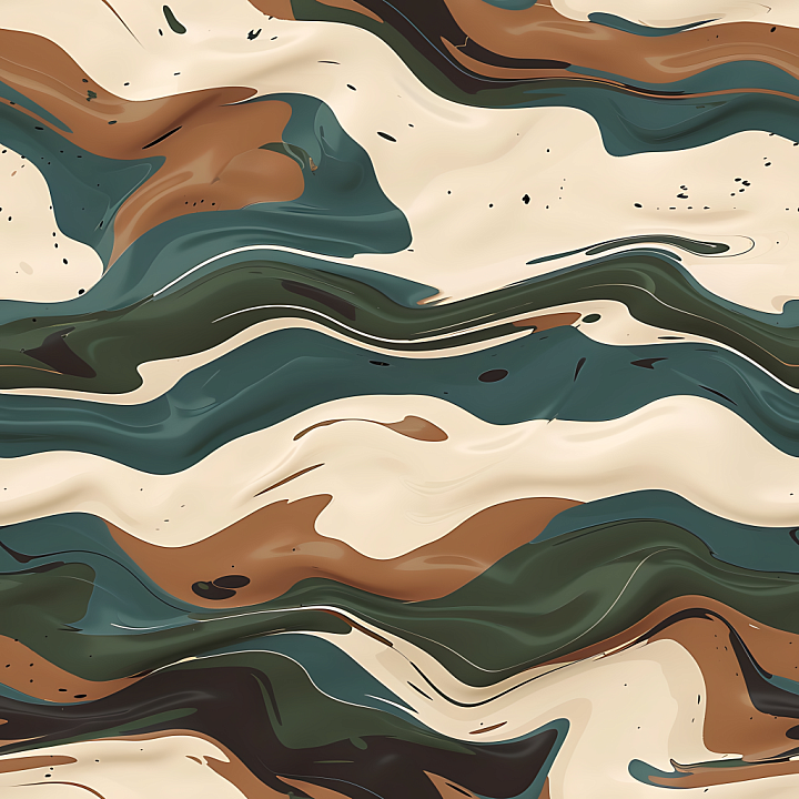 Swirled Camouflage with Earth Tone Waves seamless PBR texture preview