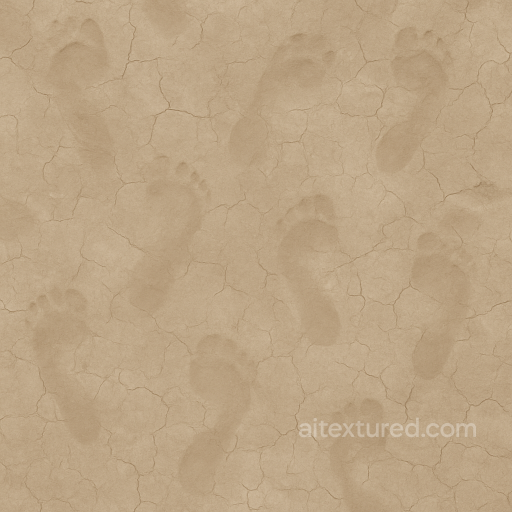 Seamless 8K PBR 3D Texture of Faded Human Footprints on Dry Clay seamless Footprints PBR texture