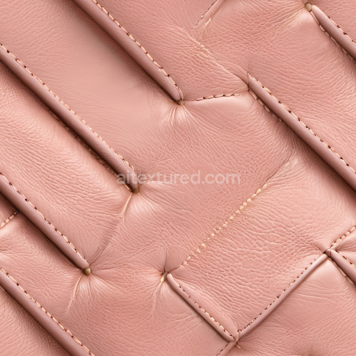 Seamless 3D Quilted Pink Leather Upholstery PBR Texture with Soft Grain and Stitched Panels