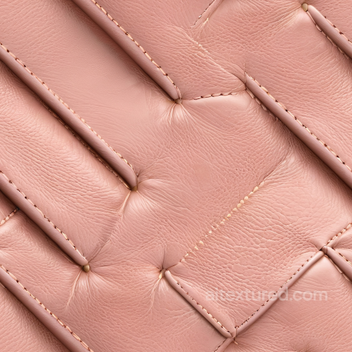 Quilted Pink Leather Upholstery PBR Texture with Soft Grain and Stitched Panels seamless Leather PBR texture