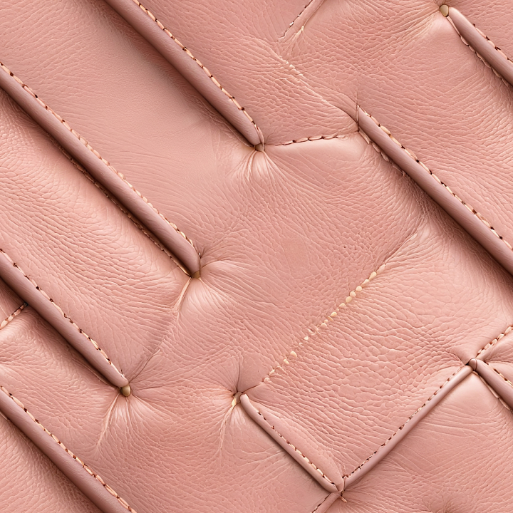 Quilted Pink Leather Upholstery with Soft Grain and Stitched Panels seamless PBR texture preview