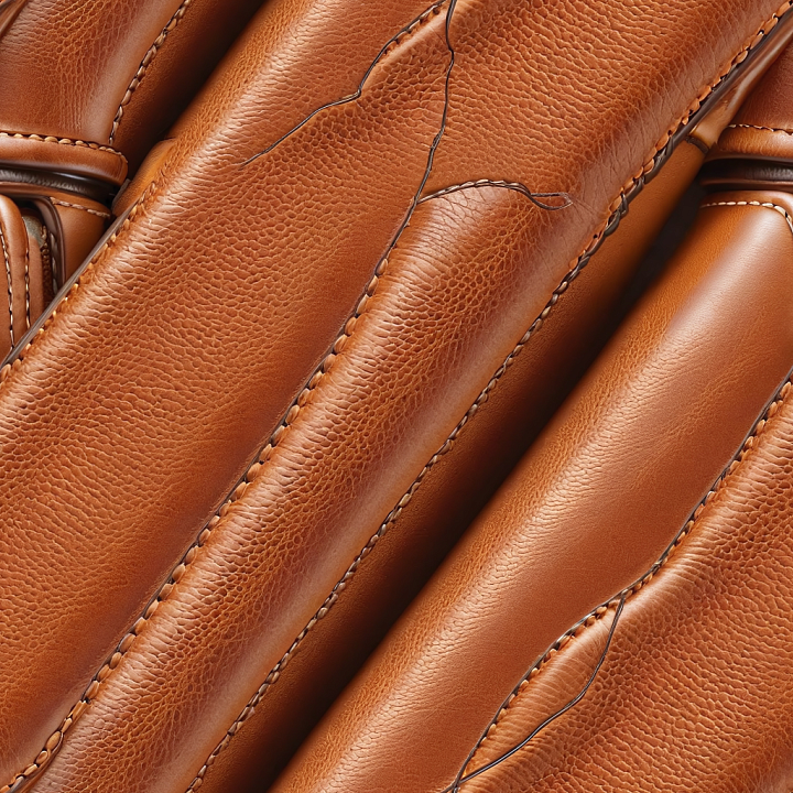 Brown Pebbled Leather Featuring Prominent Stitching and Natural Grain seamless PBR texture preview