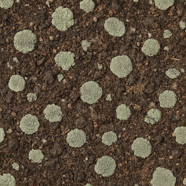Lichen Crust Ground Surface With Lichen Patches And Organic Debris seamless PBR texture preview
