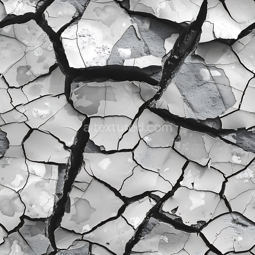 Seamless 3D PBR Cracked Paint Texture with Jagged Fractures in Monochrome Shades