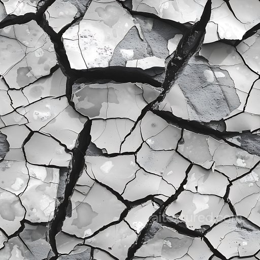 Cracked Paint Texture with Jagged Fractures in Monochrome Shades seamless Cracked & Holes PBR texture