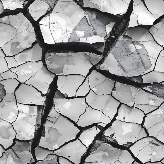 Cracked Paint Texture with Jagged Fractures in Monochrome Shades Cracked & Holes texture preview