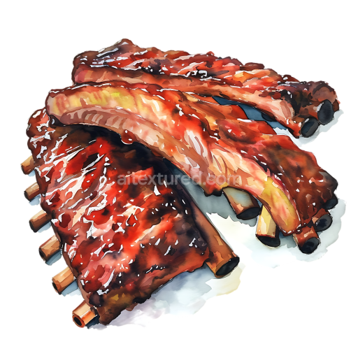 BBQ Ribs Breakfast Theme PNG Graphic with Rich Glaze and Rustic Appeal