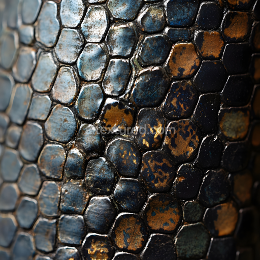 Seamless 3D Skin PBR Texture Featuring Metallic Dragon Scale Surface with Reflective Detail
