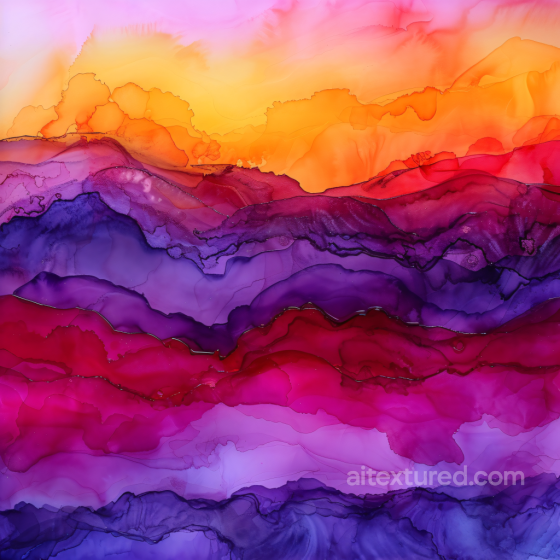 Alcohol Ink PBR Texture Featuring Vibrant Sunset Waves and Fluid Color Layers Alcohol ink texture preview
