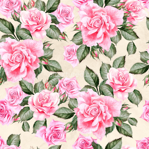 Preview — Seamless 3D PBR Texture of Pink Rose Floral Watercolor Pattern