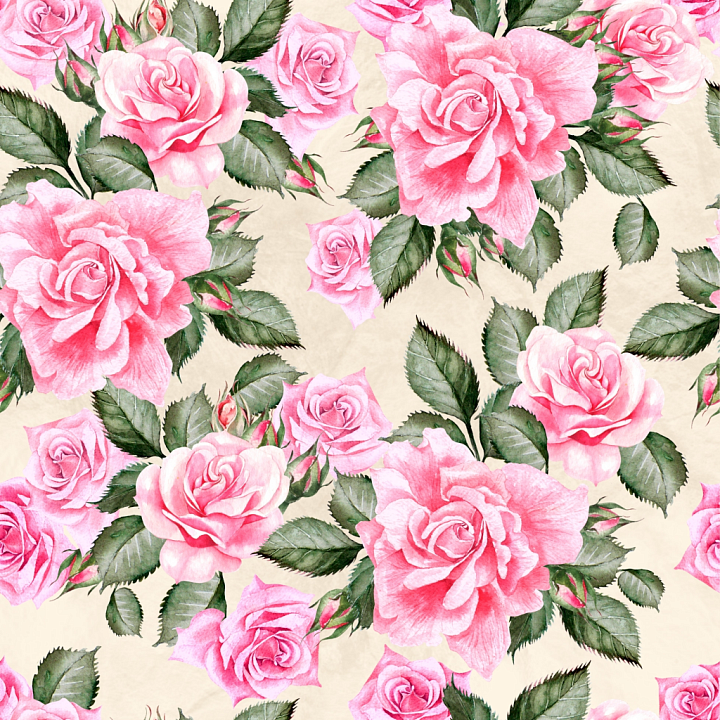 Flower of Pink Rose Floral Watercolor Pattern seamless PBR texture preview