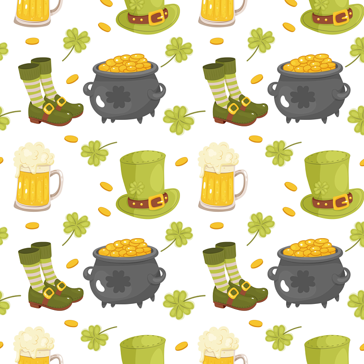 Featuring St Patrick Themed Digital Paper Pattern seamless PBR texture preview