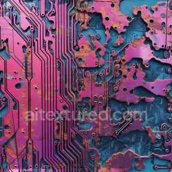 seamless Seamless 3D PBR Rusty Cracked Metal Circuit Board Texture with Pink and Blue Layers texture 8k free download PBR