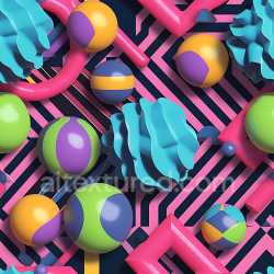 seamless Seamless 3D Inflated PBR Texture with Colorful Geometric Spheres & Tubular Shapes texture 8k free download PBR