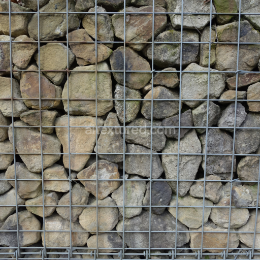 Preview — Stone Rock Gabion Wall Texture with Metal Wire Grid