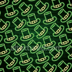 seamless Seamless 3D PBR Texture Featuring Neon St Patrick Hats on Dark Brick texture 8k free download PBR