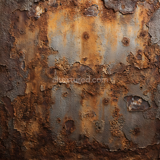 Seamless 3D PBR Rusty Metal Texture with Cracks, Peeling and Corrosion