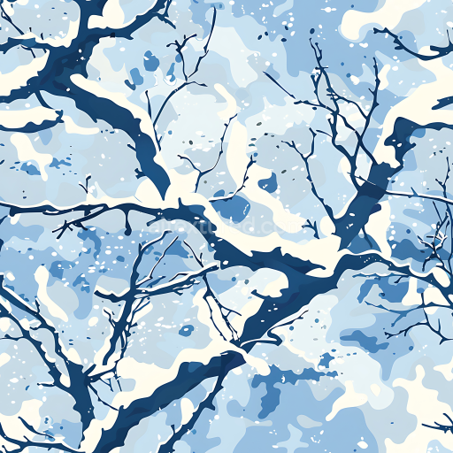 Seamless 3D Winter Snow Camouflage PBR Texture with Blue-White Branch Pattern
