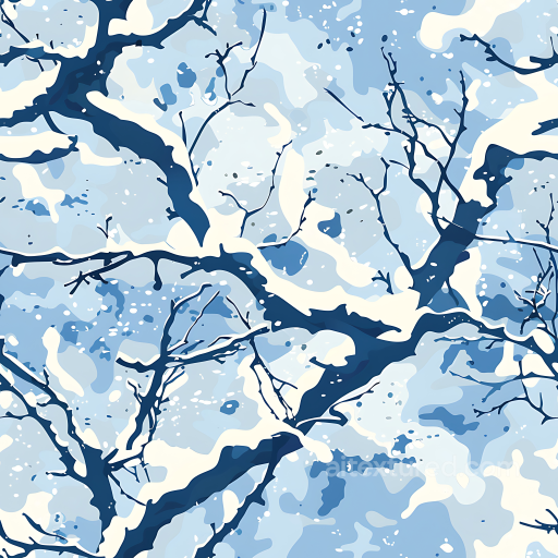 Winter Snow Camouflage PBR Texture with Blue-White Branch Pattern seamless Color Camouflage PBR texture