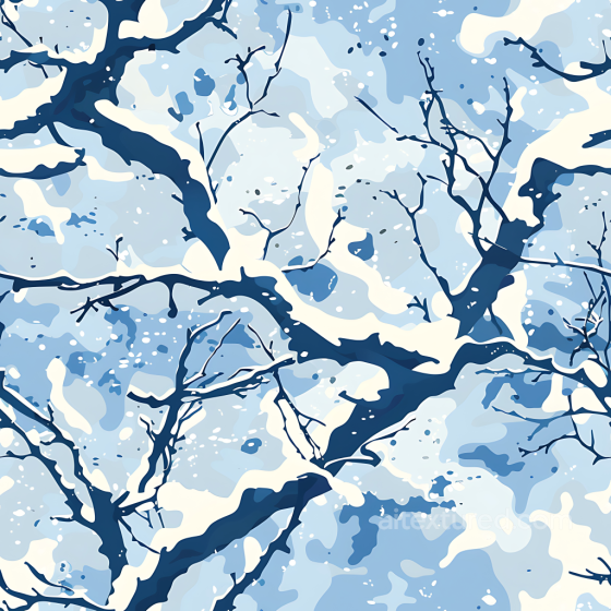 Winter Snow Camouflage PBR Texture with Blue-White Branch Pattern Color Camouflage texture preview