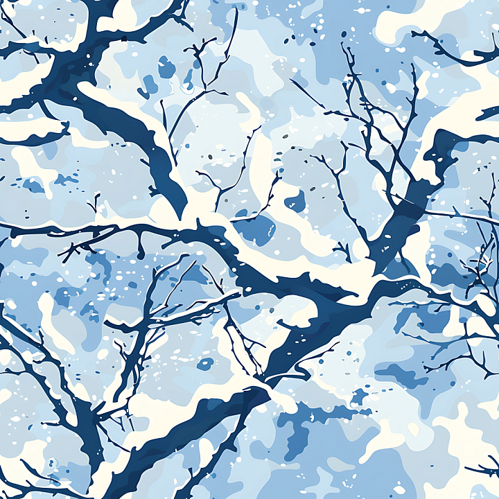Winter Snow Camouflage with Blue-White Branch Pattern seamless PBR texture preview