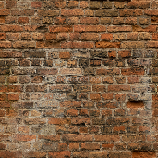 Red Brick Plaster — Brick Plaster Patch Bricks Crumbling Timeworn — PBR seamless 3D texture