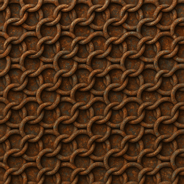 Chainmail With Rusted Rings And Oxidation Spots Detail seamless PBR texture preview