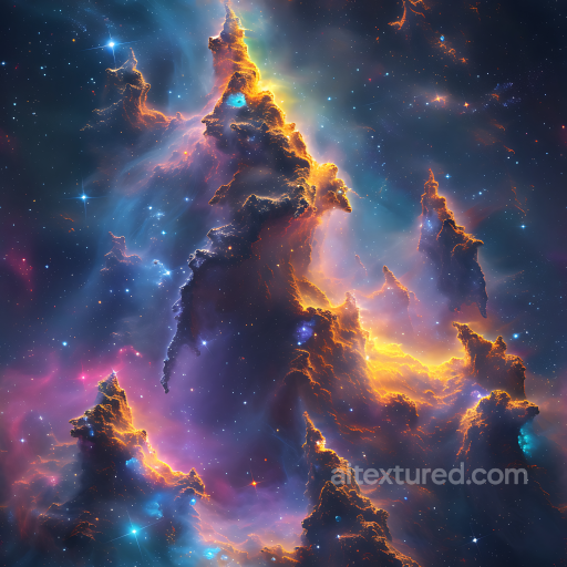 Space Texture Featuring Fiery Nebula Clouds and Starfield seamless Star, space, planets PBR texture