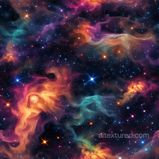 Space PBR Texture Featuring Colorful Nebulae and Starfield Star, space, planets texture preview