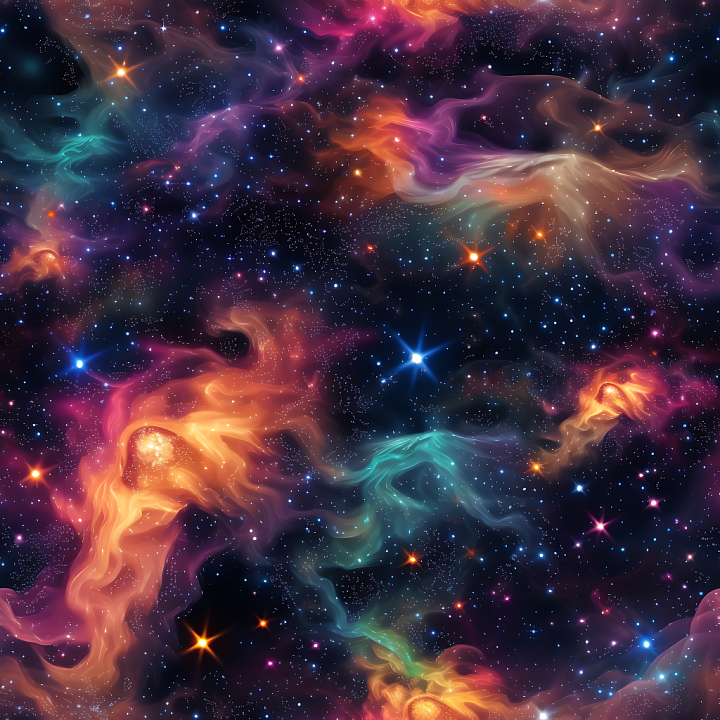 Space Featuring Colorful Nebulae and Starfield seamless PBR texture preview
