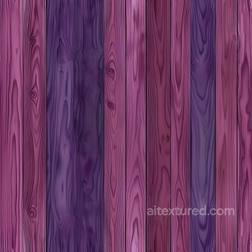 Wood PBR Texture Featuring Purple Stained Vertical Planks with Distinct Grain and Knots seamless Wood PBR texture