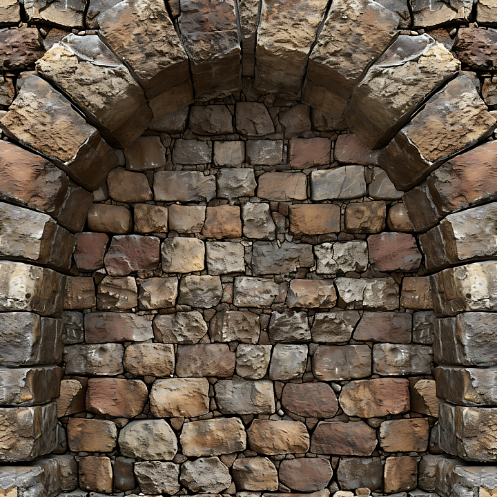 Weathered Stone Wall with Detailed Cracks and Earthy Tones seamless PBR texture preview