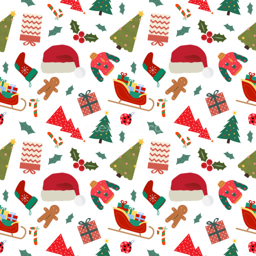 Pattern Bundle - Seamless 3D Pattern PBR Texture with Festive Christmas Motifs in Bright Color Palette texture preview
