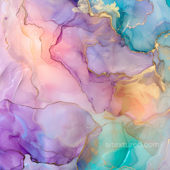 Alcohol Ink PBR Texture Featuring Pastel Purple Hues and Elegant Gold Veining Alcohol ink texture preview