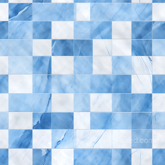 Blue and White Marble Chessboard Pattern PBR Texture Marble texture preview