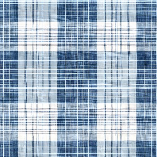 Seamless 3D PBR Texture of Blue and White Plaid Fabric with Woven Grid Pattern texture preview