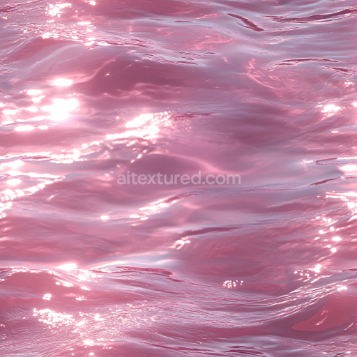 Seamless 3D Pink Stylized Ocean Surface PBR Texture with Reflective Waves