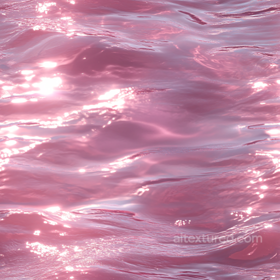Pink Stylized Ocean Surface PBR Texture with Reflective Waves Water texture preview