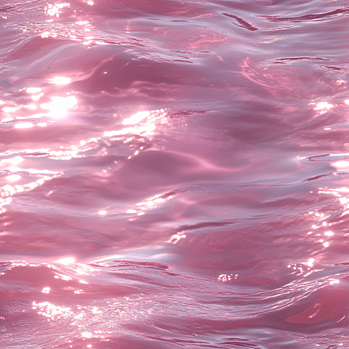 Pink Stylized Ocean Surface with Reflective Waves seamless PBR texture preview