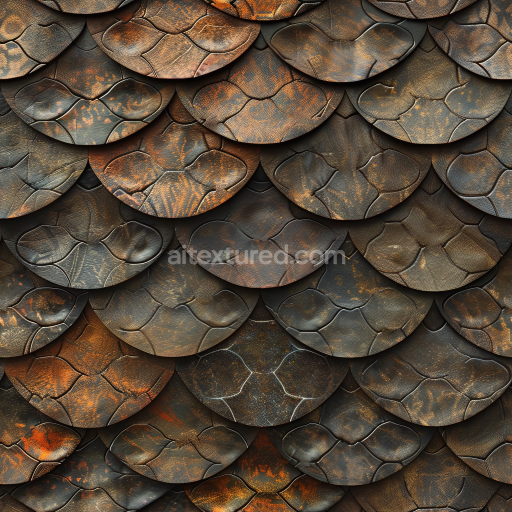 Seamless 3D PBR Aged Scaled Leather Texture with Patina and Distress