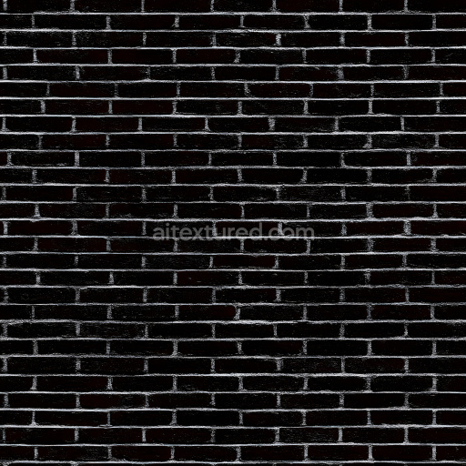 Seamless 3D Black Brick Wall PBR Texture with Subtle Cracks and Weathered Mortar