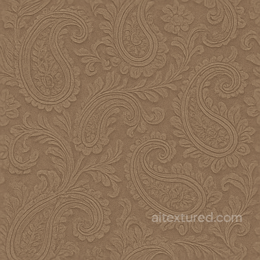 Wallpaper With Vintage Paisley Brocade Raised Pattern seamless Wallpaper PBR texture