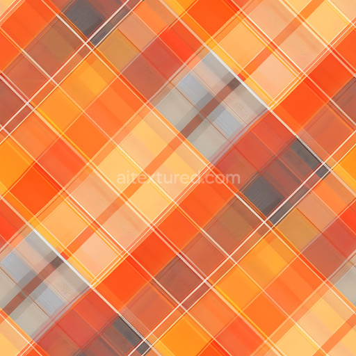 Seamless 3D PBR Plaid Fabric Texture with Warm Orange and Beige Squares