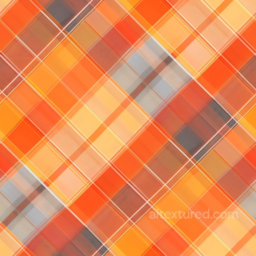 Seamless 3D PBR Plaid Fabric Texture with Warm Orange and Beige Squares texture preview